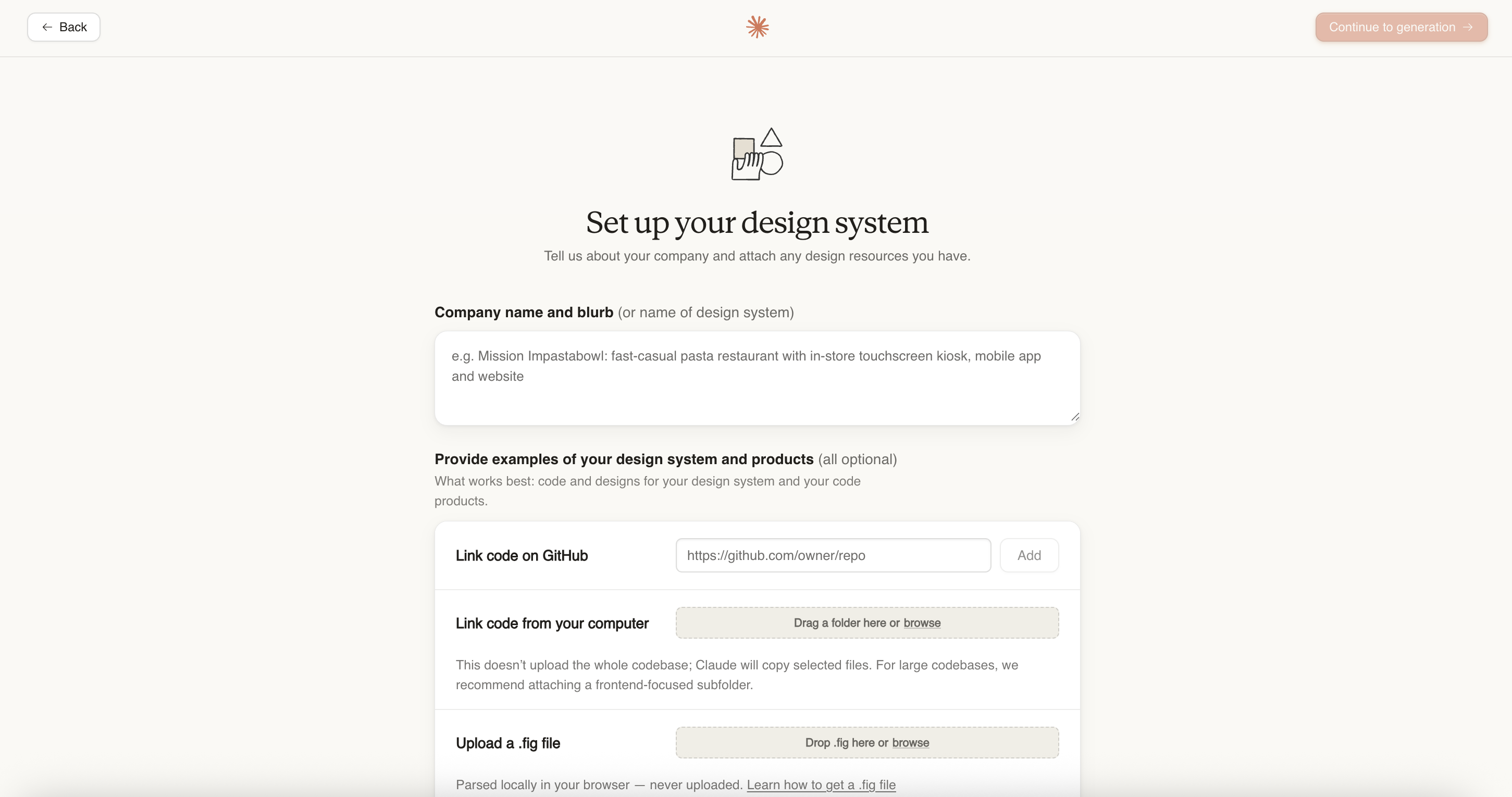 Claude Design system setup