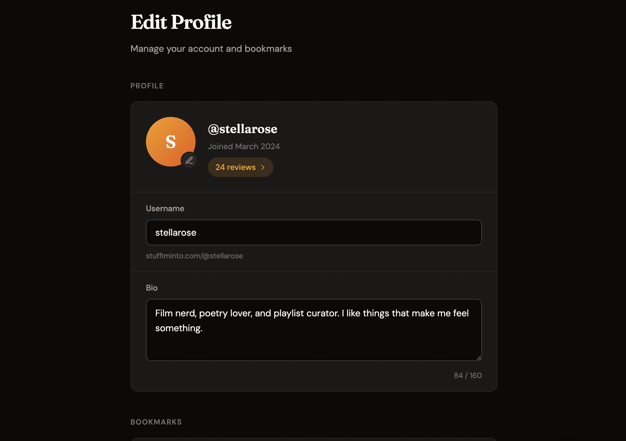 Profile page